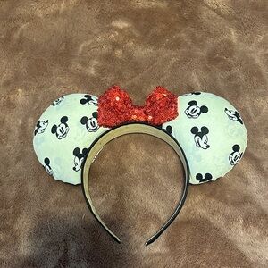 Mickey Mouse Ears with Red Sequin Bow